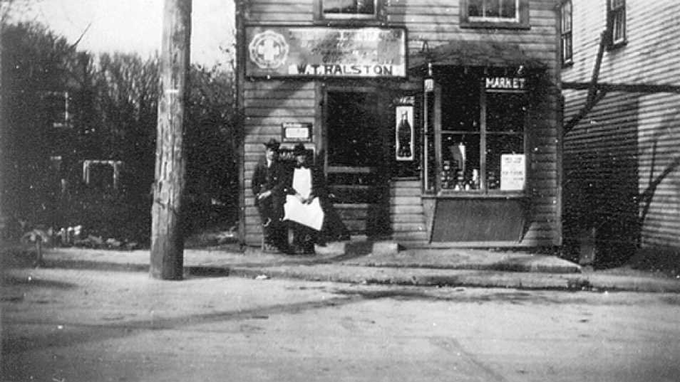 Black and white image of Historic Ralston Store